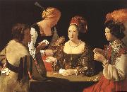 LA TOUR, Georges de Cheater with the Ace of Diamond dh oil painting